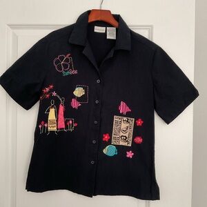 White Stag “Island Seas” cotton embroidered women top